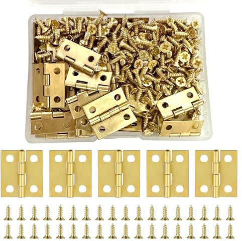 Small Hinges for Wood, 50Pcs Mini Cabinet Hinge 18 x 15 mm Small Folding Butt Hinges with Screws for Wooden Jewelry Boxes Crafts