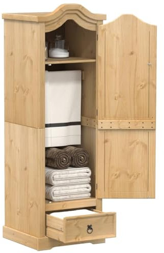 Willood Kleiderschrank Corona 55x52x170 cm Massivholz Kiefer Braun kleiderständer für das Schlafzimmer
