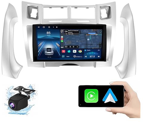 Android 14 Autoradio per Toyota Yaris Vizi 2005-2012 9 Pollici Stereo Auto Radio Doppio DIN con CarPlay/Android Auto GPS USB Bluetooth WiFi FM Comandi al Volante Touchscreen(A,P3(2G+32G))