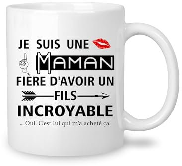 Yufansd Tasse à Café Drôle pour Maman de son Fils - Cadeau Cool pour Femmes - Fête des Mères, Anniversaire, Noël - Mug Céramique Nouveauté 350 ml