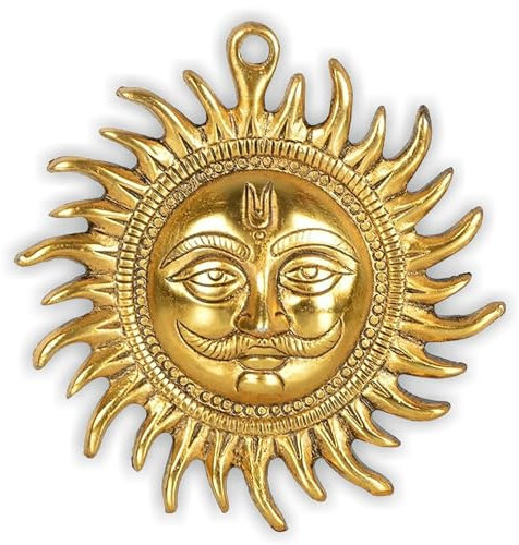 HOME GENIE „Messing Surya Wandbehang | Sonnengott Wanddekoration für Zuhause und Büro | Positive Energie & Vastu-Korrektur