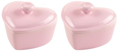Forme de Coeur Ramequin Four, Ramequin Creme Brulee, Cassolette Individuelle Four, Ramequin avec Couvercle Disponible pour Flan, Aperitif, Bols à Tapas Et Sauces, Pour Saint Valentin