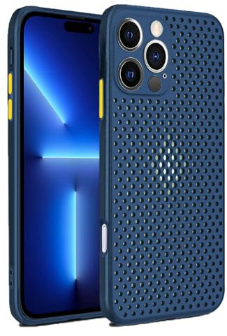 Rdyi6ba8 Cover per iPhone 16 Pro, Fotocamera Protezione Completa Ultra Leggero Morbido Silicone TPU Traspirante Mesh Design Protettiva Case per iPhone 16 Pro - Blu Navy