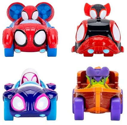 MARVEL Spidey and His Amazing Friends Amazing Metals 4 Pack - Four 3-Inch Die-Cast Water-Webs Vehicles with Built-In-Characters