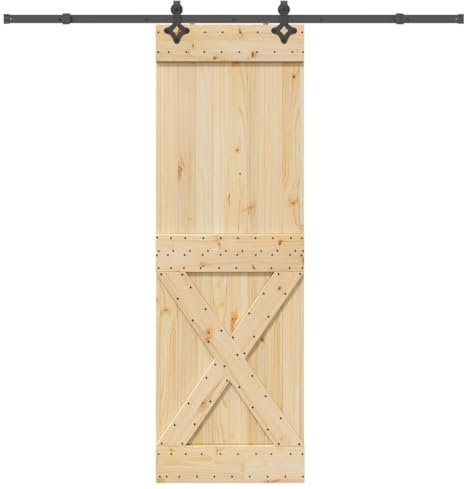 vidaXL Puerta corredera con herrajes madera maciza de pino 70x210 cm