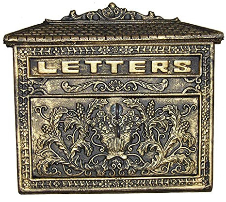 XYQUTQMK Abschließbarer Briefkasten zur Wandmontage, Vintage-Briefkasten, Briefkasten, antike Oxidfarbe, Gusseisen für die Wandmontage, Pferd, 33 x 10 x 33 cm