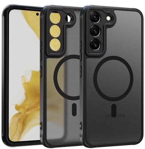 ZYIMOU für Samsung Galaxy S22 5G Hülle Kompatibel mit MagSafe, Handyhülle Magnetisch für Samsung Galaxy S22 5G kameraschutz Rückseite Dünn Stoßfest Schutzhülle (Schwarz)