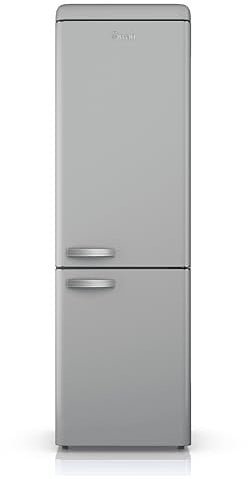 SWAN SR11020GRNE Retro 70/30 Fridge Freezer with 4 Glass Shelves, 3 Freezer Drawers, Salad Crisper, Chrome Wine Rack, Energy Class E, Grey