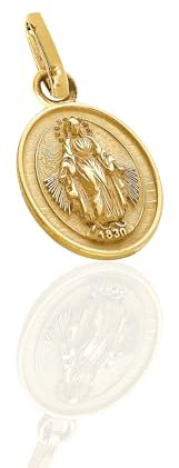 forme di Lucchetta - Wundertätige Madonna Immaculata - 585 Gold Katholische Medaille - 0.80g echtes 14 karat Gold, Anhänger Jungfrau Maria mit Geschenkbox enthalten, Made in Italy