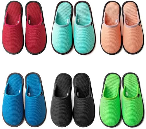 GURGER Pantofole per Ospiti Lavabili Antiscivolo Traspirante Varie Misure Casa Ciabatte Ospiti per Hotel, Spa, Viaggi, Set di 6