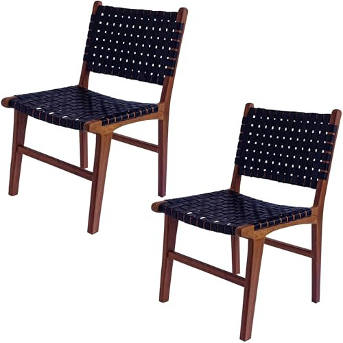 Casa Moro Esszimmerstühle 2er Set Stühle Leder Essstühle, Esszimmerstuhl Holz Walnuss