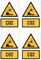 Aufkleber: 150x100 mm, 4 Stück - CO2 - Sprache: französisch - Warnzeichen mit Text (gelb/schwarz) - hochkant - W041 - DIN EN ISO 7010