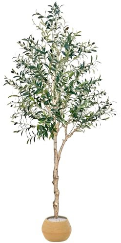 CASA MODERNO Albero di ulivo finto da 1,8 m, ulivo artificiale, per interni, con vaso decorativo per casa, ufficio e interni, verde realistico