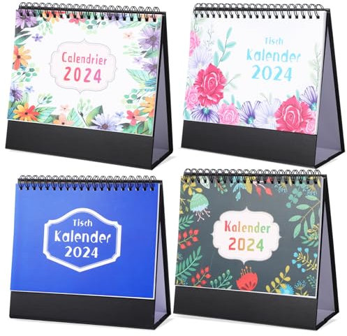 CAXUSD 4stücke Deutscher Tischkalender Praktischer Desktop-kalender Mit Dekorativem Design Für Büro Und Zuhause Organisation Von Terminen Und Aufgaben