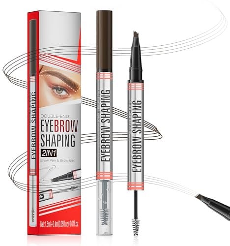 Microblading Augenbrauenstift Wasserfest, 2-in-1 Augenbrauenstift mit 4-Zinken-Micro-Gabelspitzen, Transparentes Augenbrauen-Formgel, Eyebrow Pencil Kann Leicht Natürliche Augenbrauenform