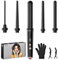 Onftrym Rizador Pelo Ondas Plancha Ondas,5 en 1 Rizador de Pelo con Pantalla LCD,Ondulador De Pelo Cerámica Temperatura Regulable,Curling Iron,Plancha Rizadora Profesional con Guante y 2 Clips,Regalo