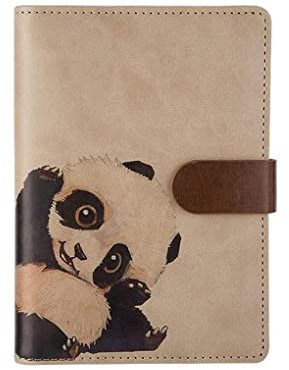 AMYSTY Notizbuch Notebook Tierillustration Loseblatt-Arbeitsnotizbuch Student Kreatives Tagebuch Buch Abnehmbarer Notizblock Mit Schnallen-Notizblock College Notizbuch(Panda)