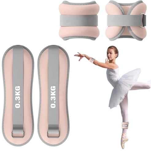 2er Set Gewichtsmanschetten, Verstellbares Fußgelenkgewichte Set, Gewichte für Beine und Arme, Geeignet für Anfänger und Kinder Tanzen Bewegung, Gehen, Joggen(Rosa, 0.3 Kilogramm)