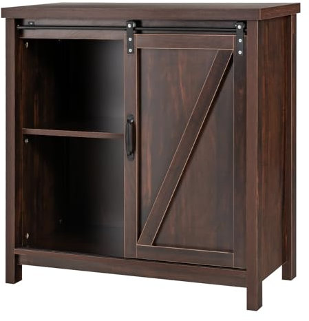 GOPLUS Aparador Buffet, Armario de Cocina Ahorrador de Espacio, con Puerta Corredera, Amplio Espacio de Almacenaje, Espaciosa Estantería, Pie Antideslizante, para Sala de Estar, Recibidor