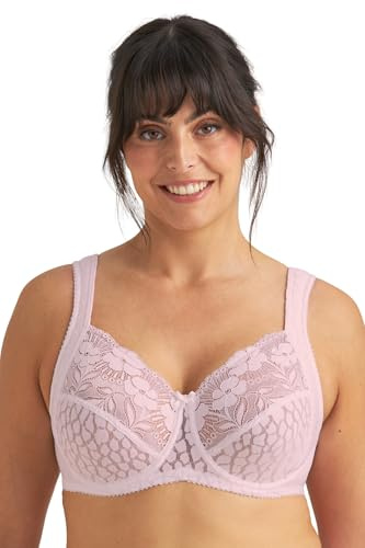 Miss Mary Jacquard & Lace Full Coverage Underwired Bra – Side Support, Heavy Bust Pink