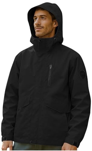 Mrat Windproof Jackets Men Windbreaker Softshell Jacket Detachable Hooded Long Sleeve Zip Up Coat with Pockets Outdoor Lightweight Breathable Raincoat Solid Color Hiking Running Cycling Camping XS-3XL