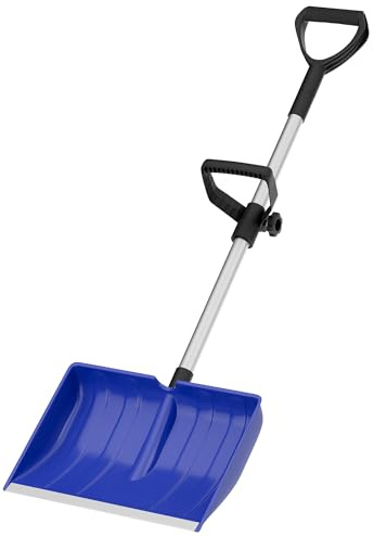 Schneeschaufel mit D-Grip-Griff, große Kapazität, 40,6 cm breites Blatt mit Aluminiumstreifen, ergonomischer Doppelgriff für Auffahrt, Garage, Gehweg und Schneeräumung im Freien (34)