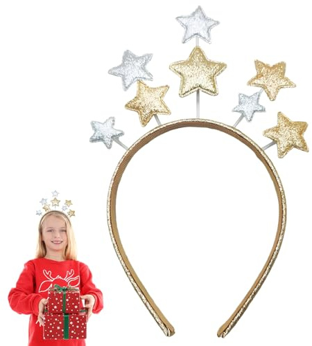 Haarreif Weihnachten Erwachsene,Haarreif Sterne,Stern Stirnband Glitzer,Haarschmuck Weihnachts Haarband,Haarbänder mit Headband Haarreifen,für Star Christmas,Kopfschmuck Glitzerstern Stern-Haarband