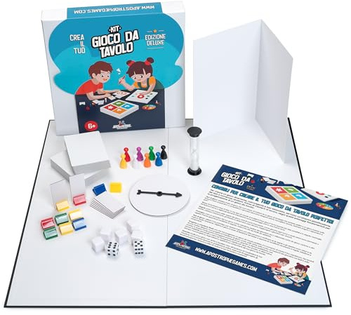 Deluxe Crea il tuo kit di gioco da tavolo con pezzi di gioco in bianco | Dai vita alle tue idee di gioco con tutto il necessario per creare un gioco da tavolo personalizzato da zero