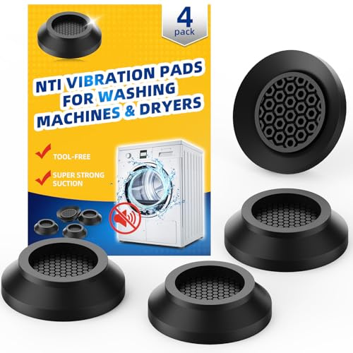Vibrationsdämpfer Waschmaschine 4 Stücke,Schwingungsdämpfer für Waschmaschine mit Bienenwaben-Struktur & Unterdruck-Tech, 85% weniger Vibrationen, 79% Leiser,Rutschfest