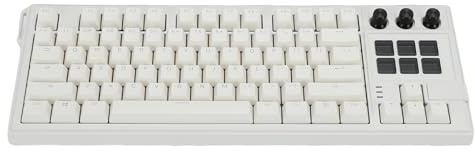 Annadue 75% 78-Tasten-RGB-kabelgebundene Mechanische Gaming-Tastatur, Rote Schalter, 6 Programmierbare LCD-Makrotasten, Hot-Swap-fähig, Kompaktes Design, Ideal für Spiele (White)