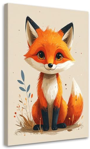 Feeby Wandbilder - Bilder für Jugendliche - Kleiner Fuchs Fuchs Waldtiere - 20x30 1tlg - Kinderzimmmer - Foto Geschenk - Leinwand Wall Art - Wand Deko