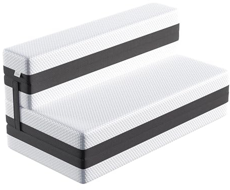 TeQsli Gel Faltmatratze 15 cm Höhe, Klappmatratze 75×200, 4-teilige Gästebett & 3-in-1 Schlafsofa mit waschbarem und abnehmbarem Bezug, Klappbett mit Öko-Tex & CertiPUR Zertifiziert