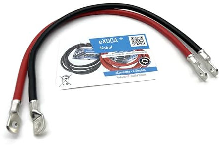 eXODA Cavo da batteria di 50cm Cavo di alimentazione da 35 mm² in rame con estremità ad anello M8