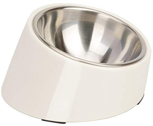 SuperDesign Gamelle inclinée à 15 ° pour Chiens et Chats, mangeoire pour Bouledogue à Angle incliné, antidérapante et Anti-déversement, Plus Facile à Atteindre la Nourriture M/1 Tasse Blanc