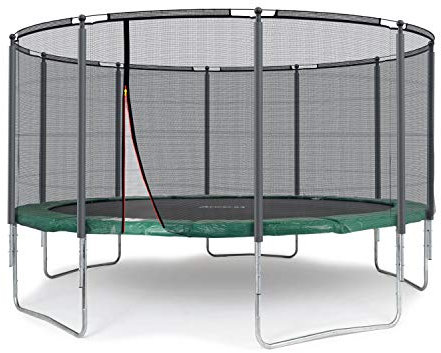 Ampel 24 Trampolin Outdoor Ø 430 cm, GS-Zertifikat, Komplettset mit Randabdeckung und Sicherheitsnetz, 12 gepolsterten Stangen, Belastbarkeit 160 kg