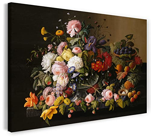 Printed Paintings Leinwand (120x80cm): Severin Roesen - Stillleben: Blumen und Früchte