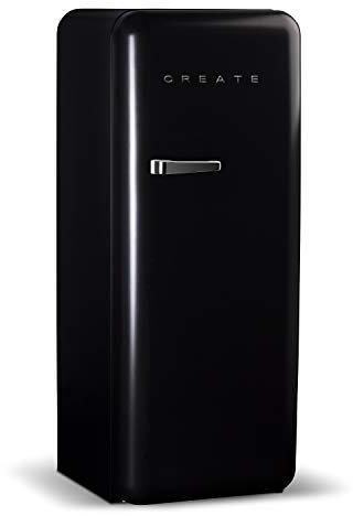 CREATE / RETRO FRIDGE 150 SILVER/Frigorífico negro maneta plata con congelador 281L / 102W, bajo consumo, diseño vintage, 150cm, 3 estantes, regulador temperatura, botellero, 60x60x150cm