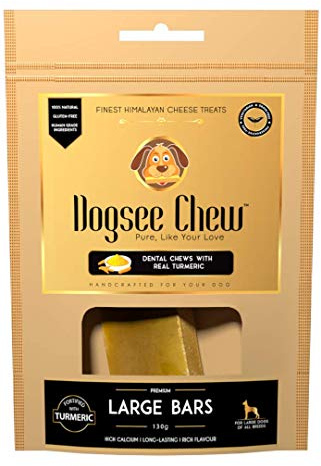 Dogsee Himalayan Yak Chews for Dogs - Large Turmeric Calming Dog Treats - Yak Milk Dog Chew - Long Lasting Cheese Bones for Dogs - Large (1 Pack)