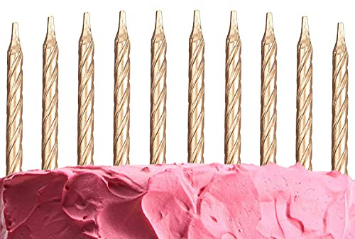 SHATCHI 10pcs Spiral Candles for Birthday Wedding Anniversary Dinner Party Cake Topper Table Decorations, Gold