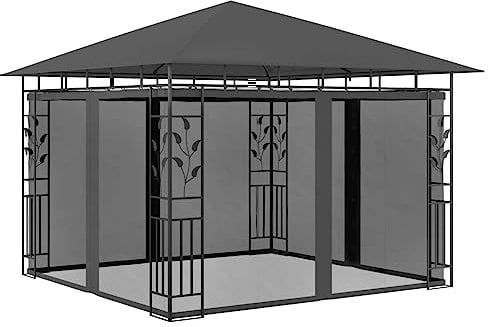 vidaXL Pavillon mit Moskitonetz 3x3x2,73 m Anthrazit 180 g/m²
