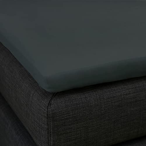 Bella Gracia La Piccola hochwertiges Jersey-Spannbettlaken Topper: weich | FORMESSE Farbe Anthrazit; 200x210-220cm, bis 12cm; 97% Baumwoll-Kompaktgarn, 3% Elastan; pillingarm, faltenfrei, 60°C