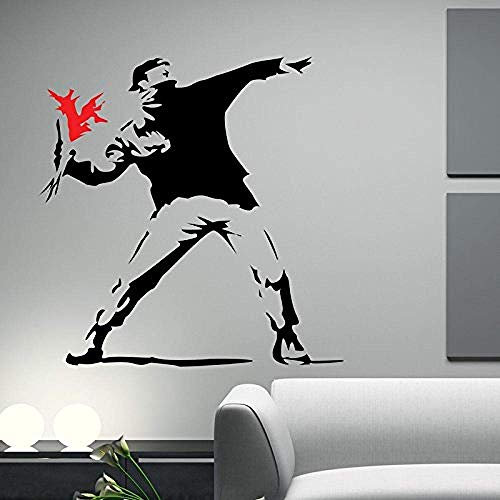 Banksy Graffiti Style Rogue Und Flower Wandaufkleber Kunst Wandtattoo Wanddekoration Gemälde Vinyl Aufkleber 60 * 60Cm