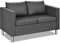 RELAX4LIFE 2-Sitzer Sofa mit Stahlfüßen, Sofagarnitur aus Massivholz & Kunstleder, Polstersofa Schaumstoff, Couchgarnitur mit Kissen & 2 Armlehnen, Couch bis 120 kg belastbar, für Zuhause & Büro, Grau