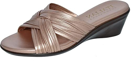 ITALIAN Shoemakers Women's Saylor Wedge Sandal, Rose Gold, 6 UK