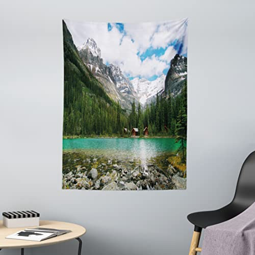 ABAKUHAUS Landschaft Wandteppich und Tagesdecke, Kanada Ohara See Wiev, aus Weiches Mikrofaser Stoff Schmutz abweichender Digitaldruck, 110 x 150 cm, Mehrfarbig
