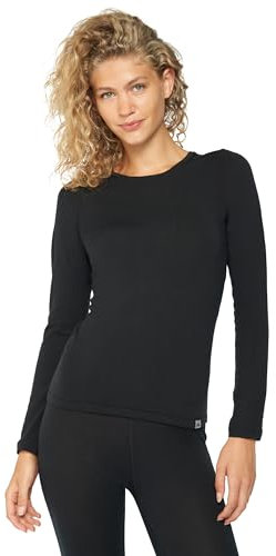 DANISH ENDURANCE Merinowolle Langarm Shirt Damen, Premium Thermo-Unterwäsche, Skiunterwäsche, Temperaturregulierendes Funktionsshirt, für Damen, Schwarz, L