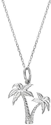 Sterling Silver Double Palm Tree Pendant Necklace, 18”