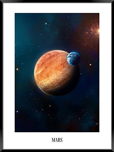 Gerahmtes Bild Mars 50 x 70 cm I Artbox I Der Mars wird auch als der Rote Planet bezeichnet und ist nach dem dem römischen Kriegsgott Mars benannt I Wandbild Wohnzimmer Schlafzimmer I Bild mit Rahmen
