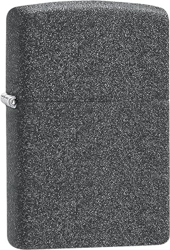 Zippo Sturmfeuerzeug - Iron Stone mit seitlicher Flammengravur - Nachfüllbar - Wiederverwendbar - Windfestes Design - Geschenkbox - Made in USA - Amazon Exclusive
