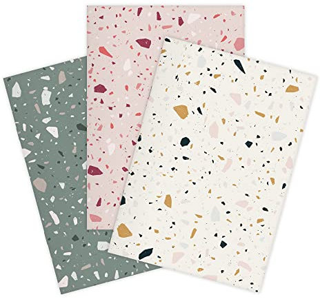 etmamu 151 3er-Set Notizhefte A5 | Terrazzo Muster, 32 Blatt Punktraster